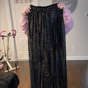 Elegant Black Lace leather long skirt brand new